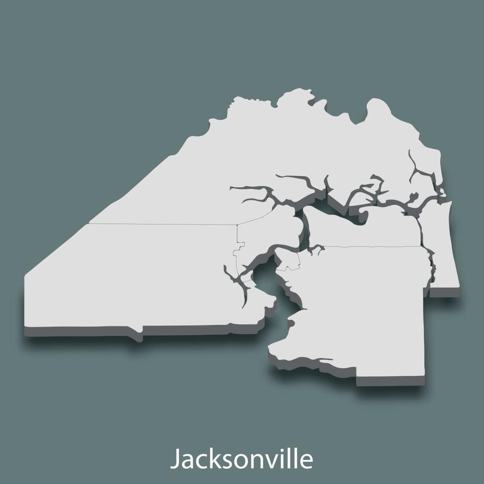 mapa isométrico 3d de jacksonville é uma cidade dos estados unidos vetor