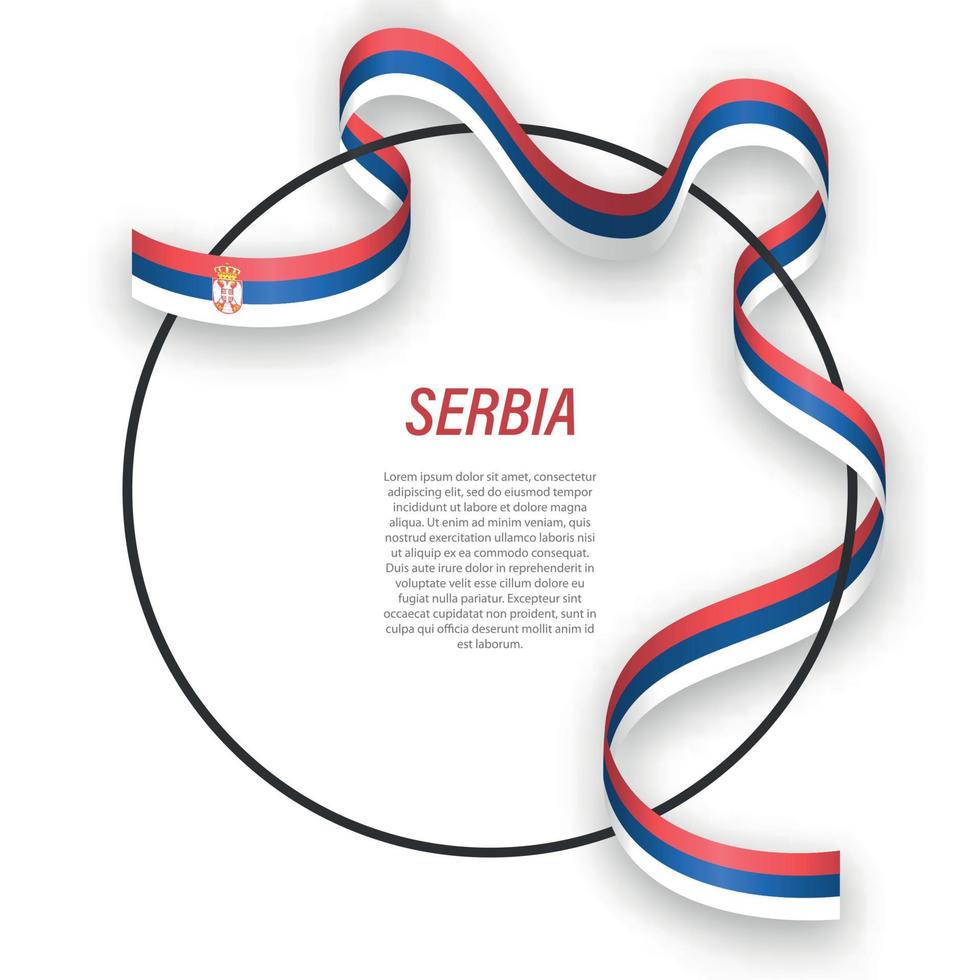 acenando a bandeira de fita da Sérvia no quadro do círculo. modelo para indep vetor