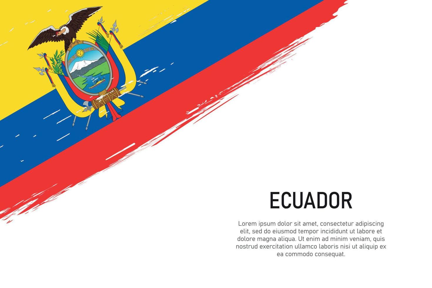 fundo de traçado de pincel estilo grunge com bandeira do equador vetor