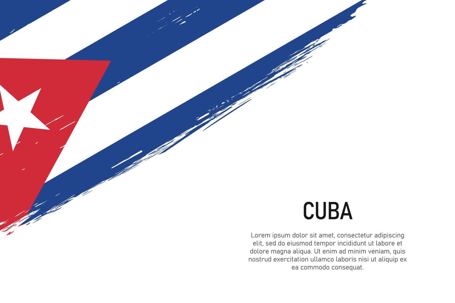 fundo de traçado de pincel estilo grunge com bandeira de cuba vetor