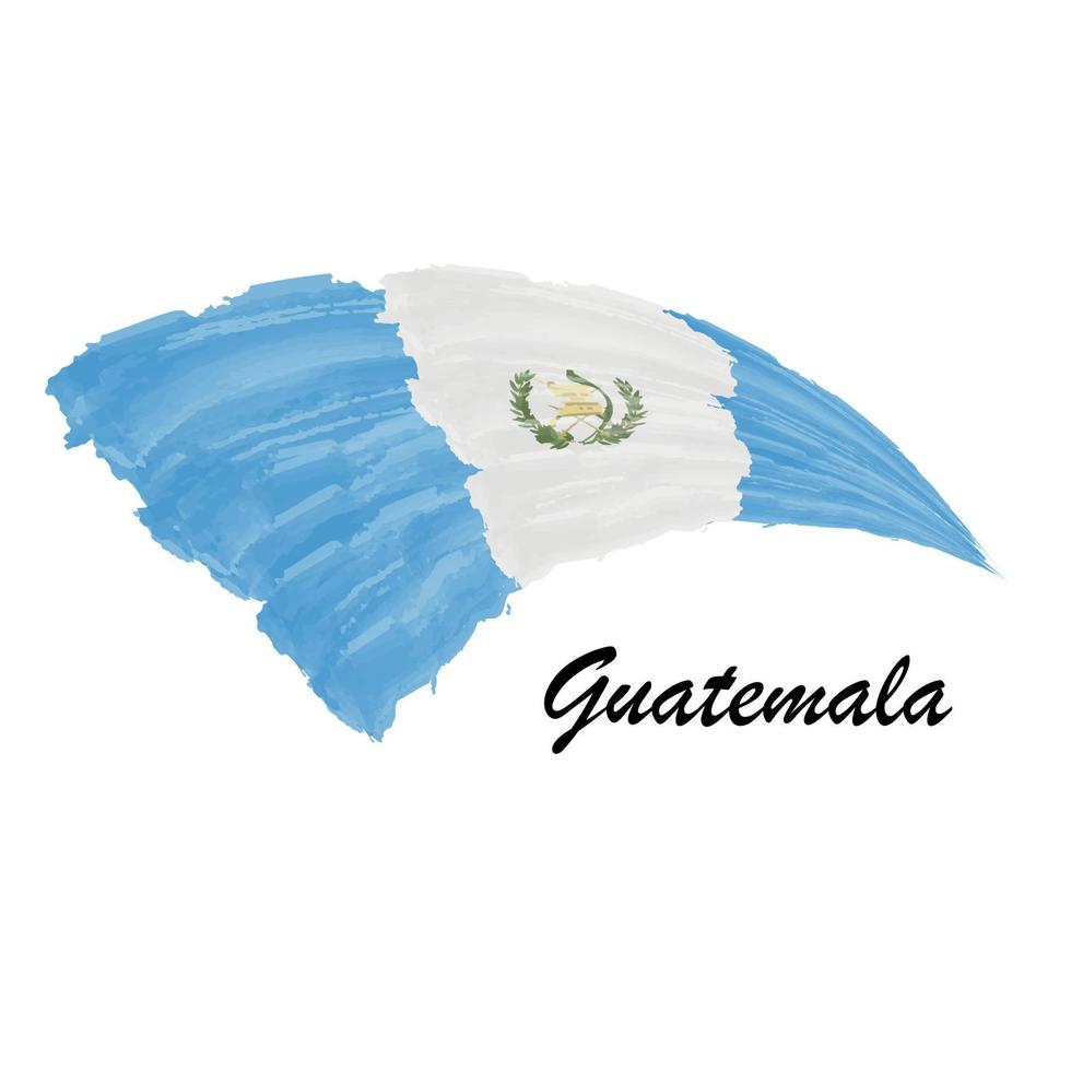 bandeira de pintura em aquarela da guatemala. ilustração de pincelada vetor