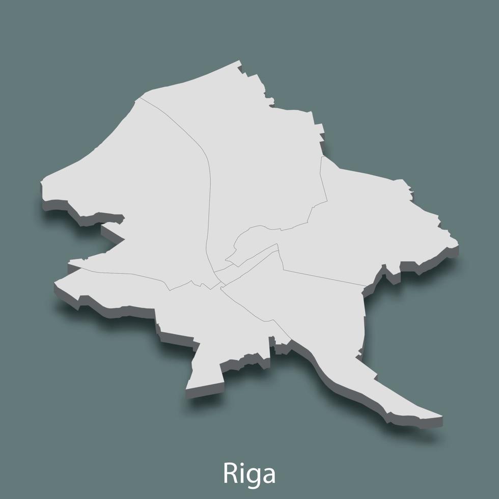 3d mapa isométrico de riga é uma cidade da letônia vetor