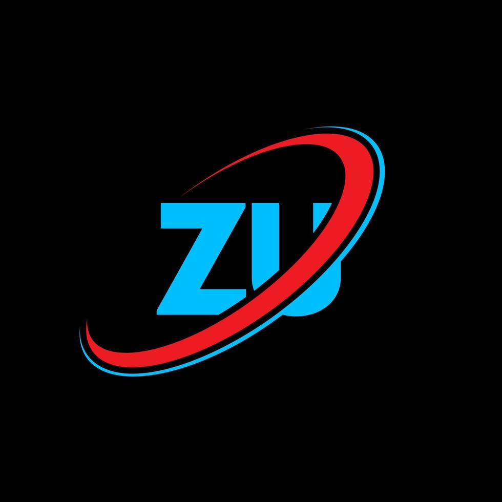 design de logotipo de letra zu zu. letra inicial zu ligado círculo monograma maiúsculo logotipo vermelho e azul. zu logotipo, zu design. zu, zu vetor