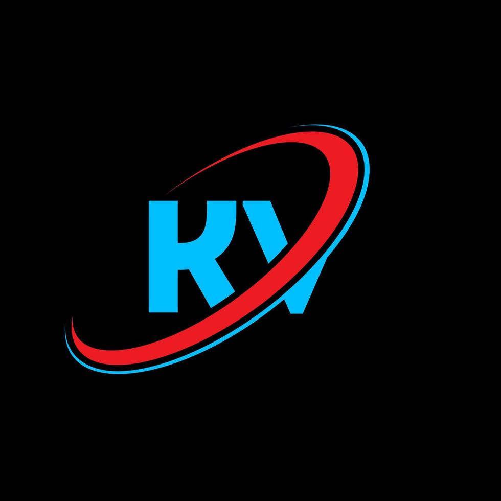 design de logotipo de letra kv kv. letra inicial kv círculo ligado logotipo monograma maiúsculo vermelho e azul. kv logotipo, design kv. kv, kv vetor