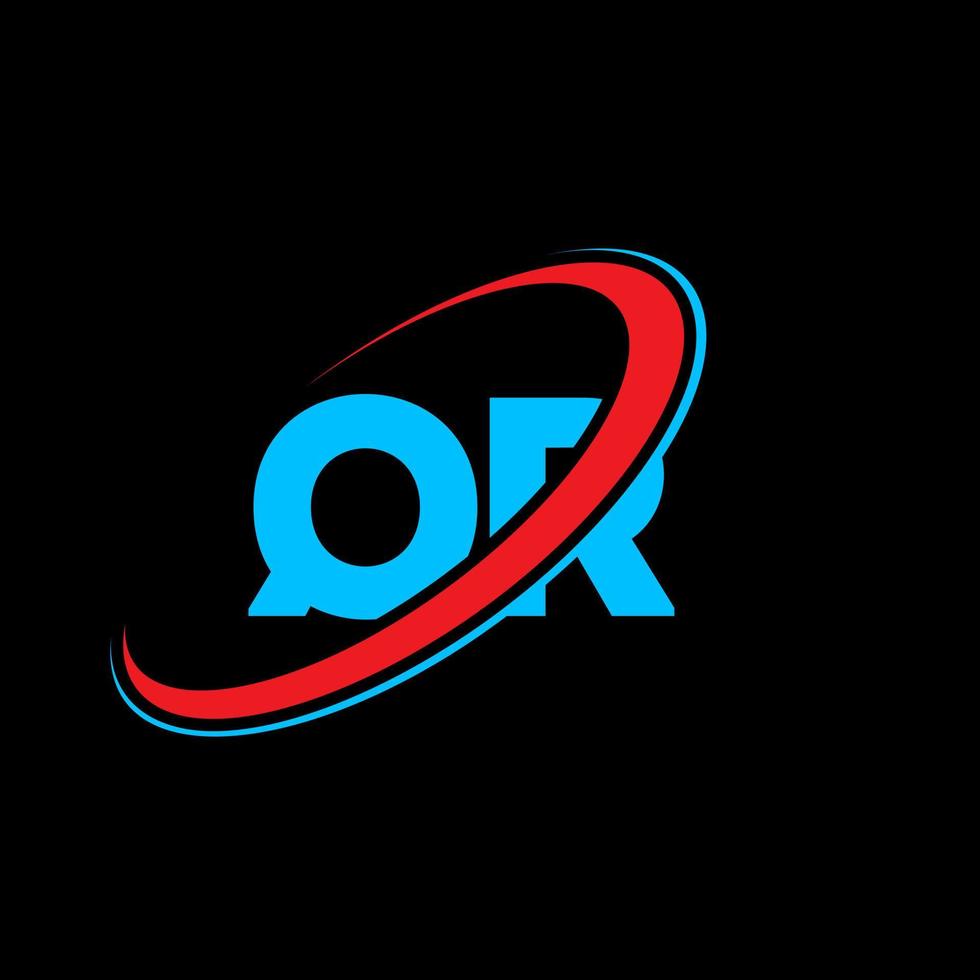 design de logotipo de letra qr qr. letra inicial qr ligado círculo monograma maiúsculo logotipo vermelho e azul. logotipo qr, design qr. qr, qr vetor