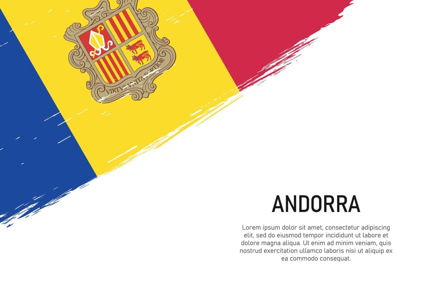 fundo de traçado de pincel estilo grunge com bandeira de andorra vetor