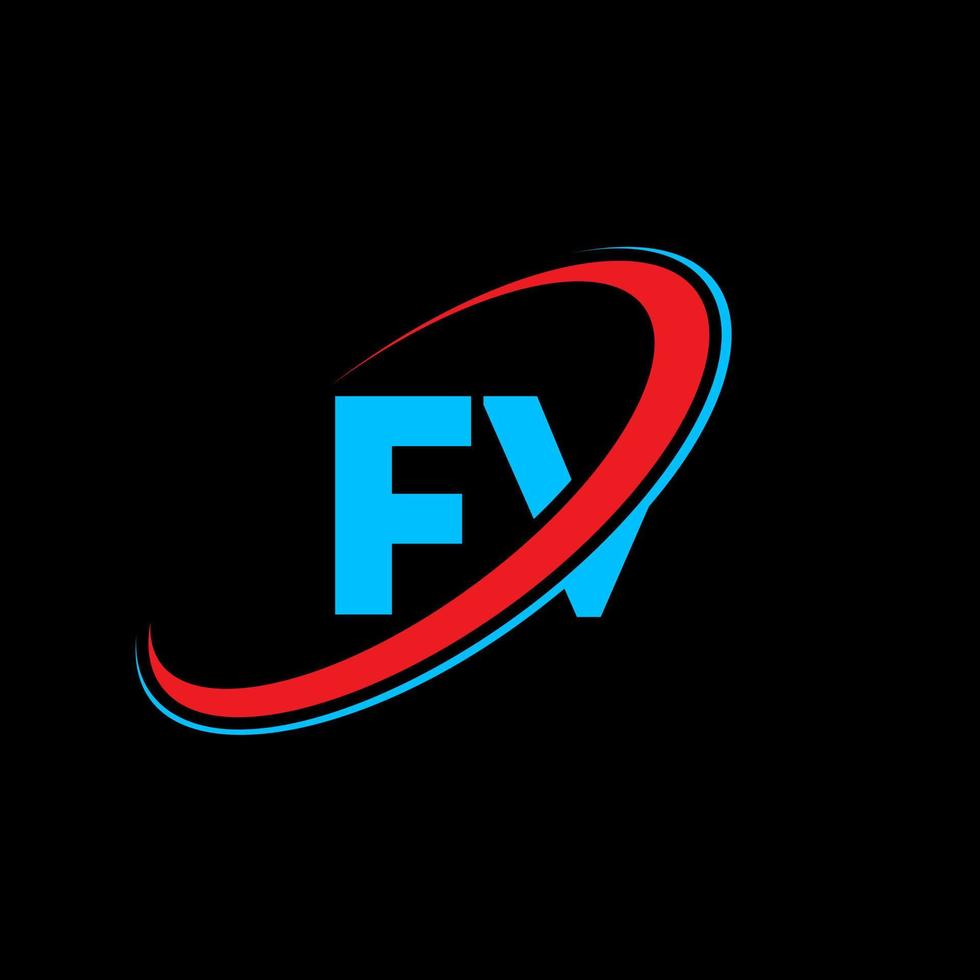 design de logotipo de carta fv fv. letra inicial fv círculo ligado logotipo monograma maiúsculo vermelho e azul. logotipo fv, design fv. fv, fv vetor