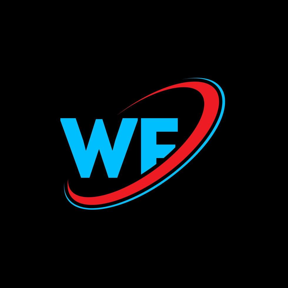 wf wf design de logotipo de carta. letra inicial wf círculo ligado logotipo monograma maiúsculo vermelho e azul. logotipo wf, design wf. wf, wf vetor