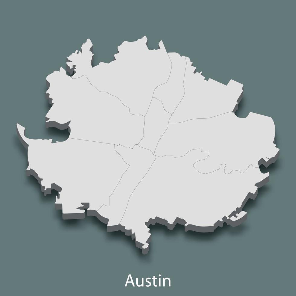 o mapa 3d isométrico de austin é uma cidade dos estados unidos vetor