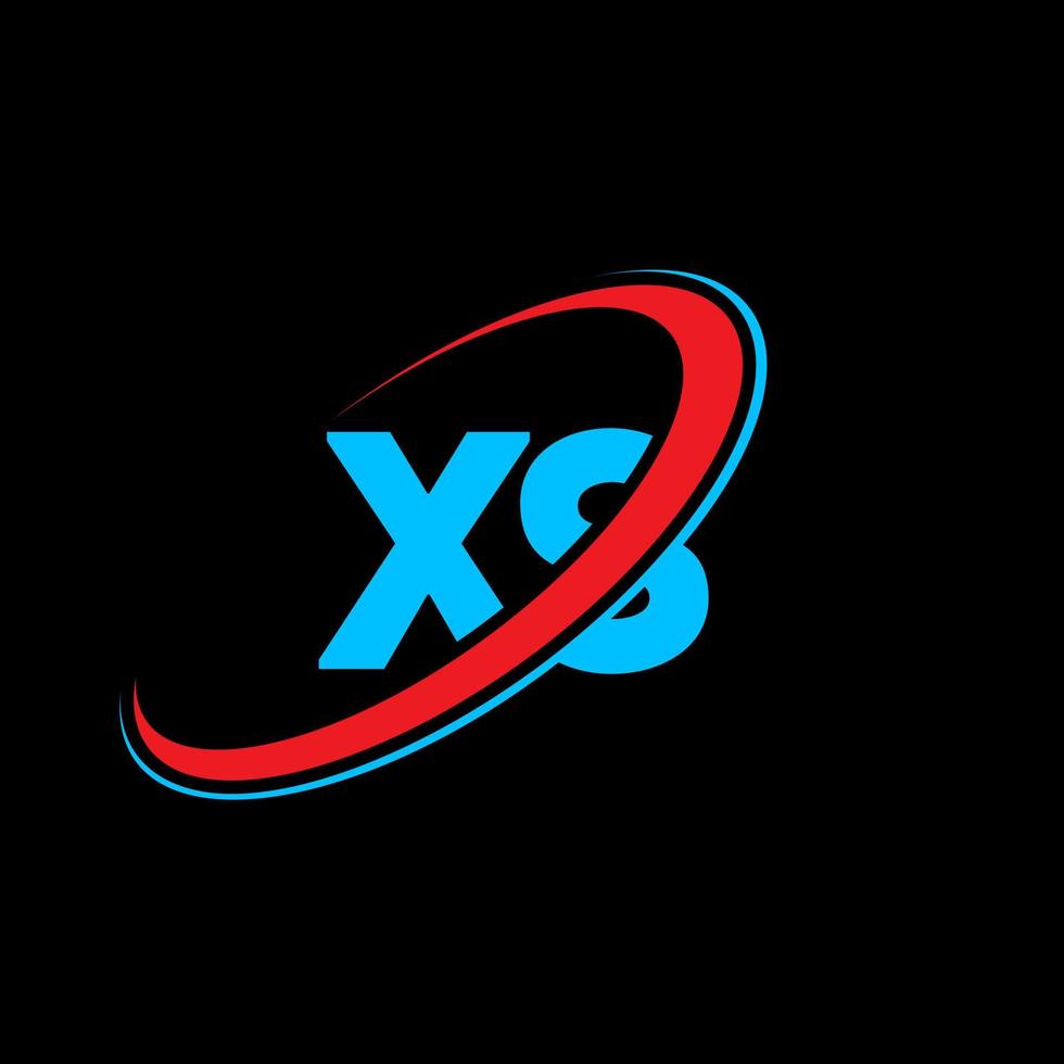 design de logotipo de letra xs xs. letra inicial xs vinculou o logotipo do monograma maiúsculo do círculo vermelho e azul. xs logotipo, design xs. xs, xs vetor