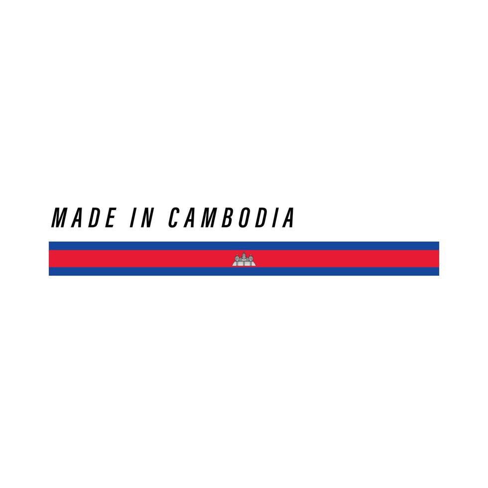 feito no camboja, crachá ou etiqueta com bandeira isolada vetor