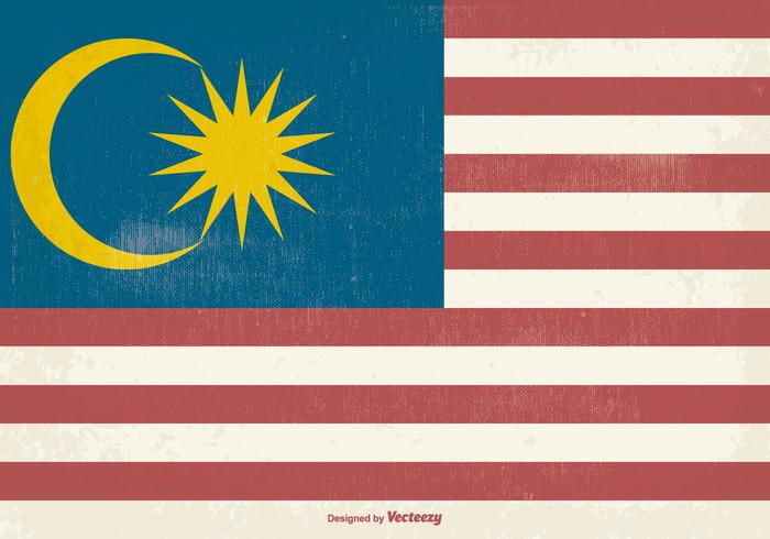 Bandeira velha do Grunge de Malaysia vetor