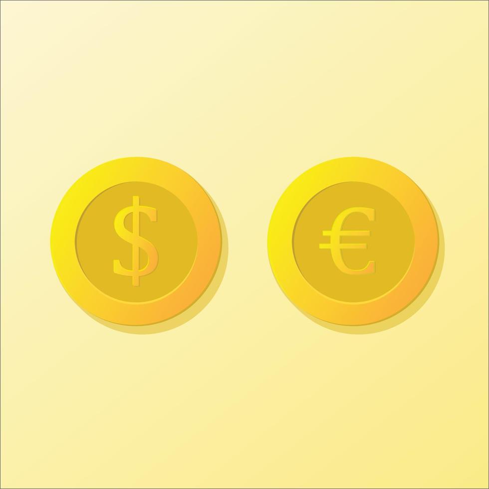 ilustração do ícone de moedas vetoriais usd e euro vetor