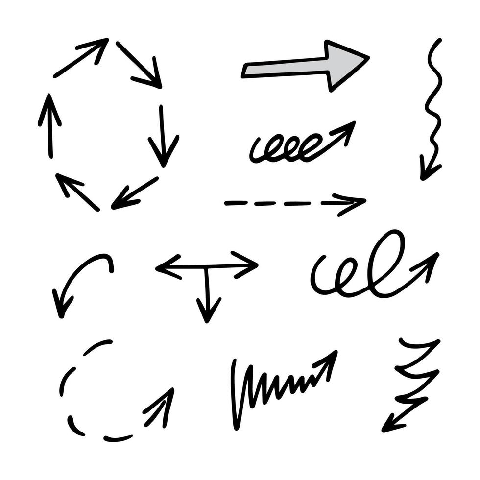 conjunto vetorial de setas desenhadas à mão, elementos para apresentação vetor
