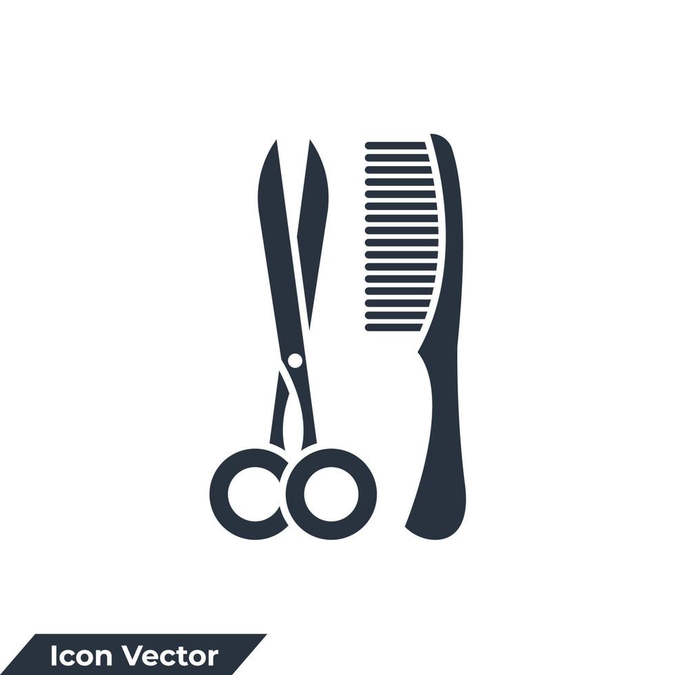 tesoura e pente ícone logotipo ilustração vetorial. modelo de símbolo de salão de cabeleireiro para coleção de design gráfico e web vetor