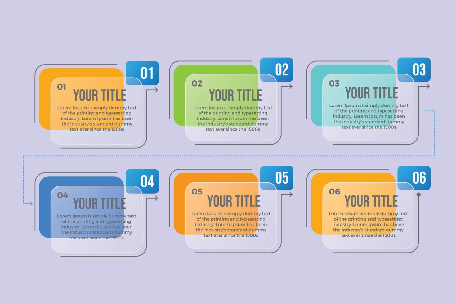 infográficos de negócios mínimos modernos 6 etapas efeito de morfismo de vidro vetor moderno para empresa ou projeto de negócios corporativos e apresentação pode ser usado para processo, apresentações, layout, banner