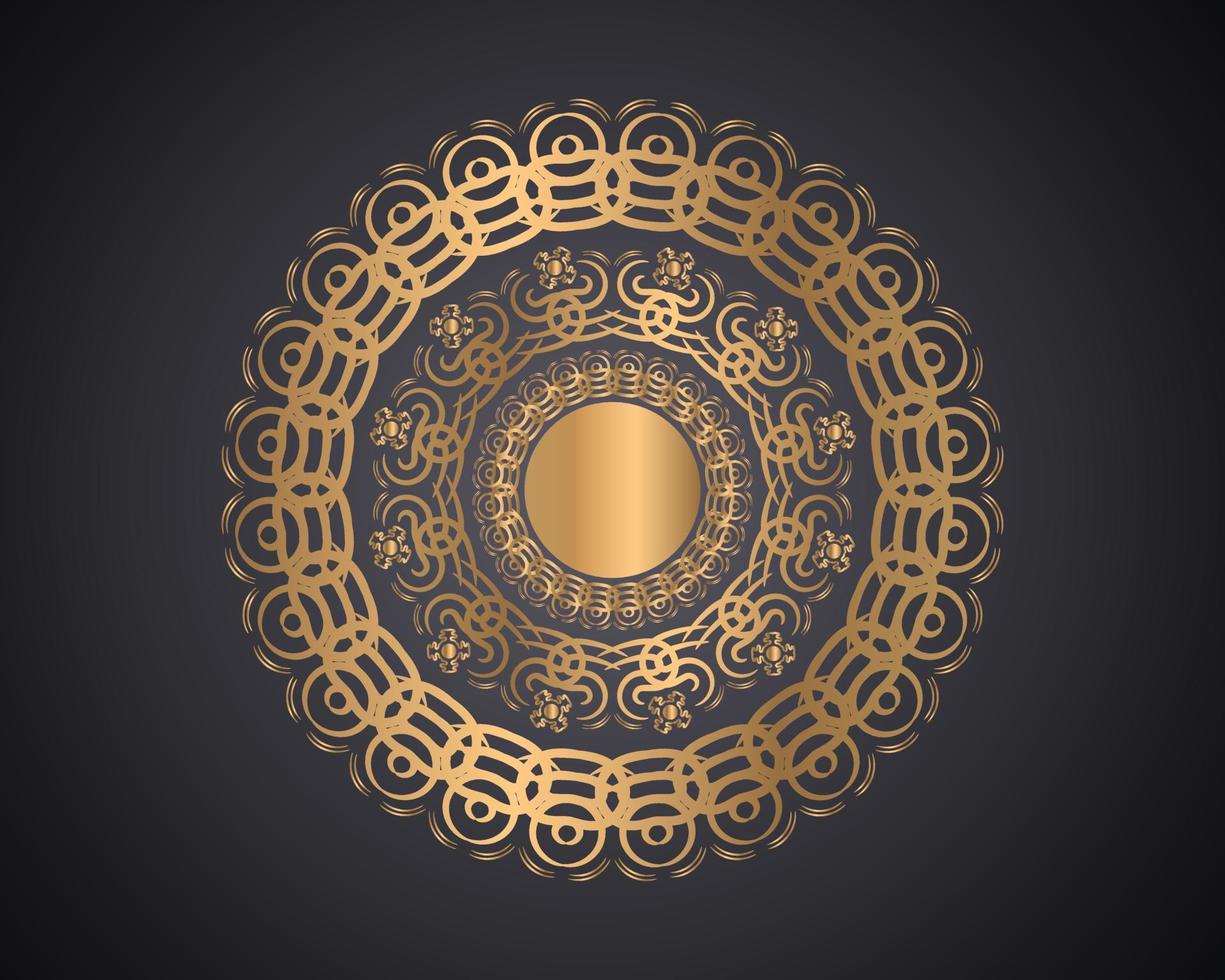 design de mandala, design de mandala colorida de fundo dourado de luxo vetor
