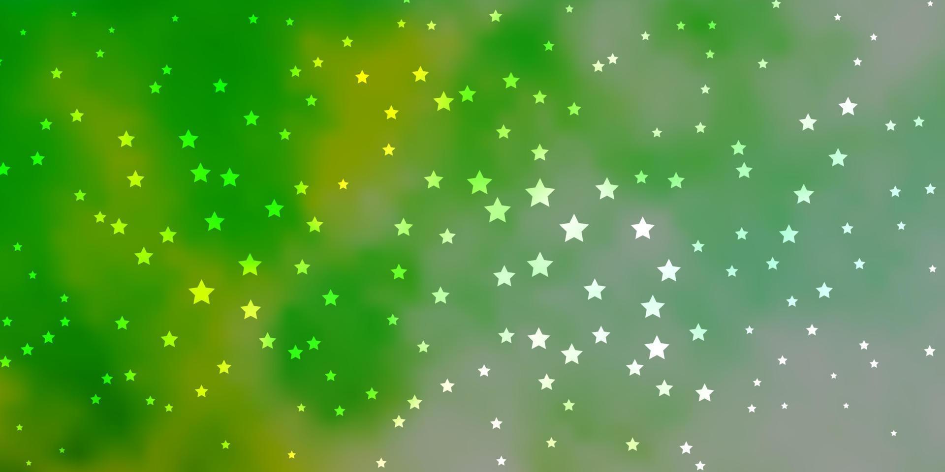 layout de vetor azul escuro e verde com estrelas brilhantes.