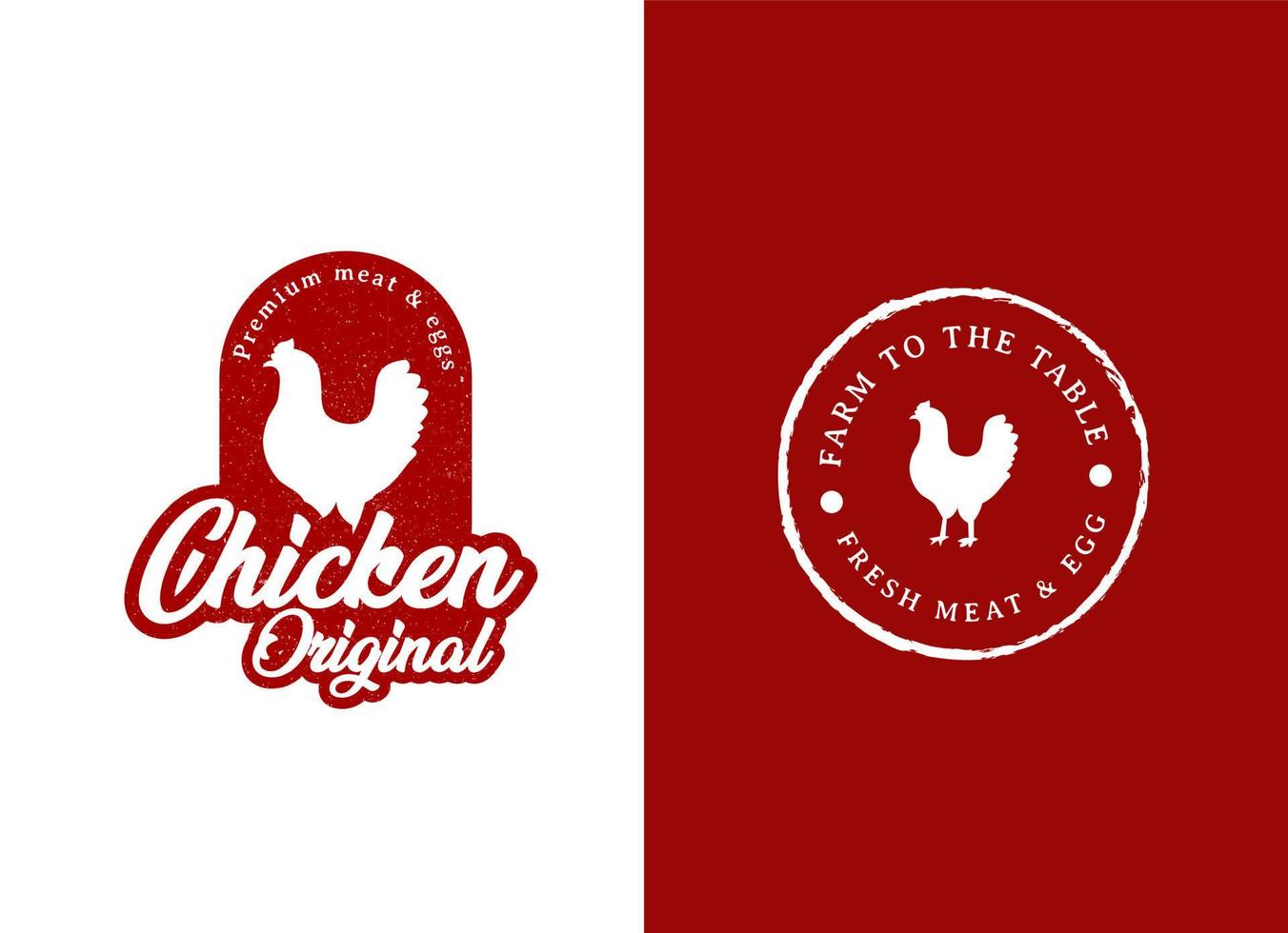 frango frito e modelo de design de logotipo de fazenda de frango. vetor