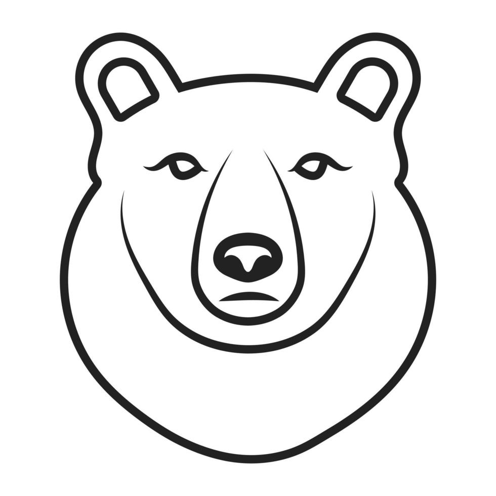 ícone de vetor de arte de linha de urso pardo ou urso polar para aplicativos e site