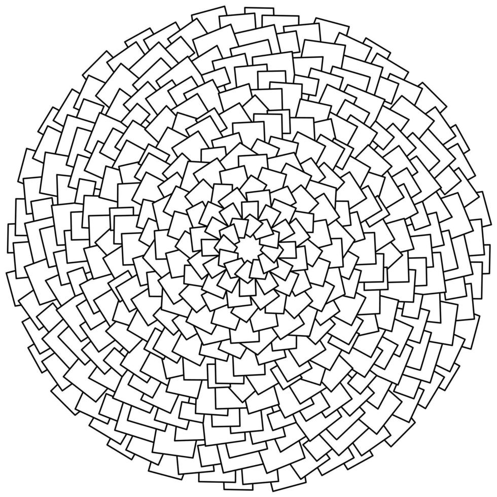 mandala de contorno de muitos pequenos quadriláteros, página para colorir de quadrados e retângulos de vários tamanhos vetor