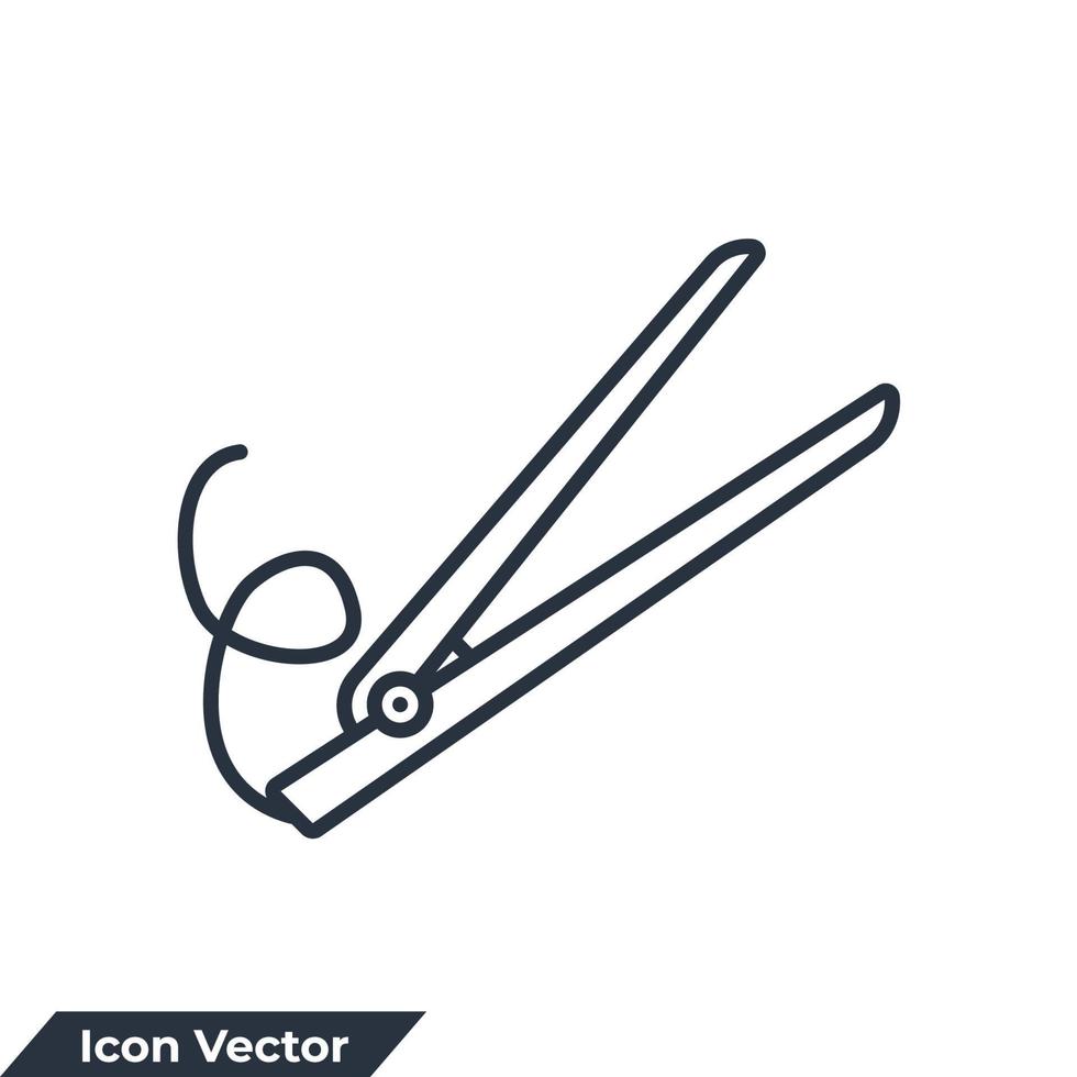 estilo ferro ícone logotipo ilustração vetorial. modelo de símbolo de alisador de cabelo para coleção de design gráfico e web vetor