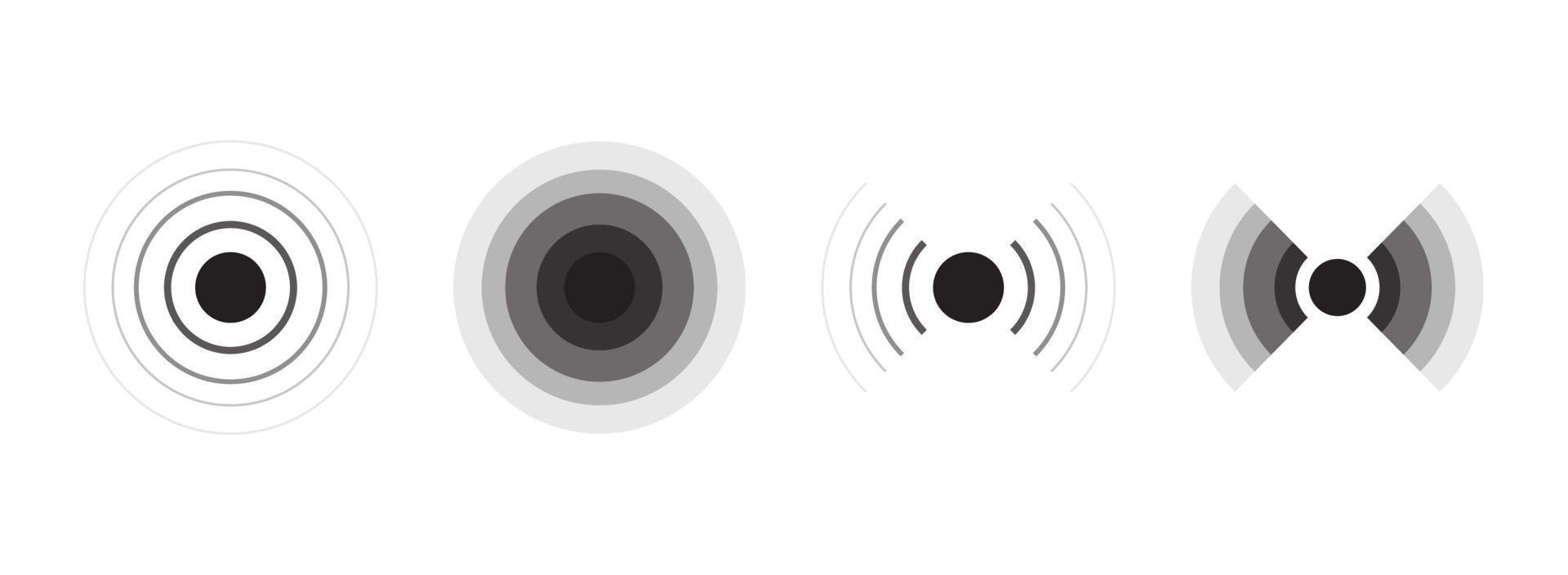 sinal de radar e ilustração em vetor plana de onda sonora de sonar.