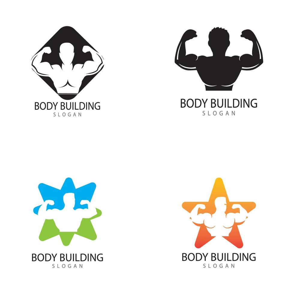 objeto vetorial e ícones para design de logotipo de fitness de emblema de ginásio de etiqueta esportiva vetor