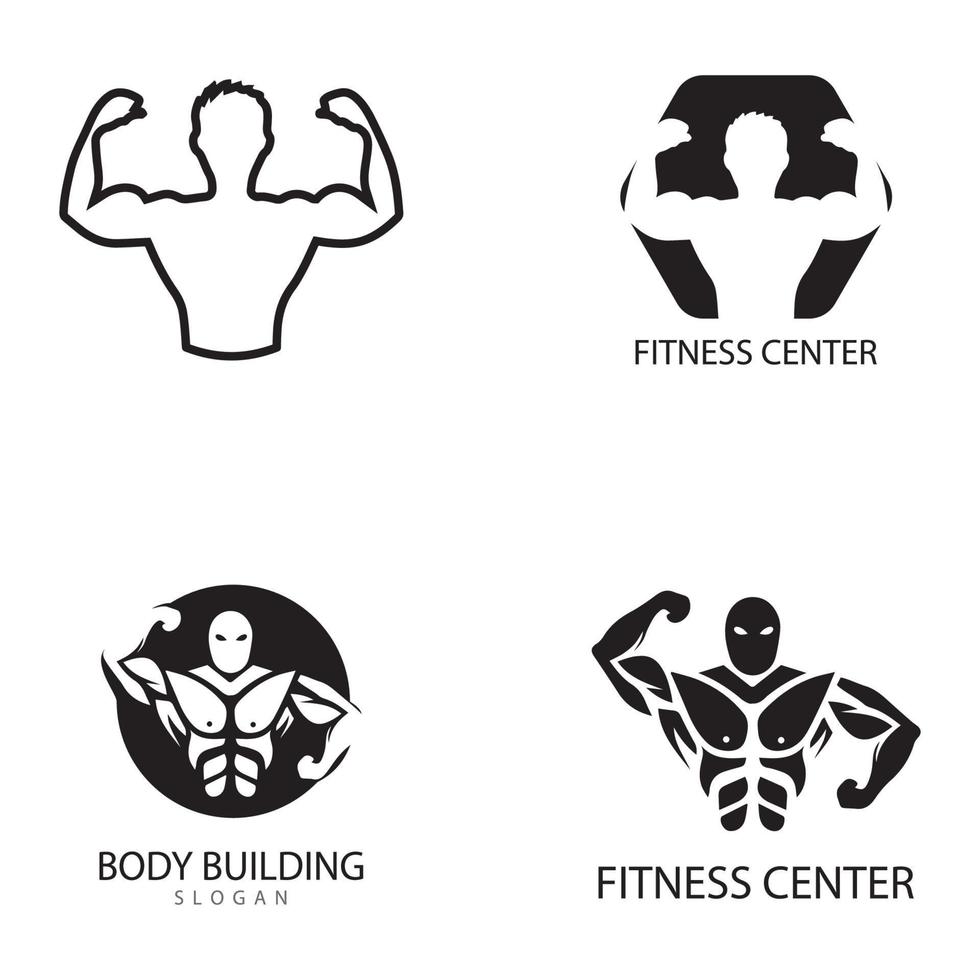 objeto vetorial e ícones para design de logotipo de fitness de emblema de ginásio de etiqueta esportiva vetor