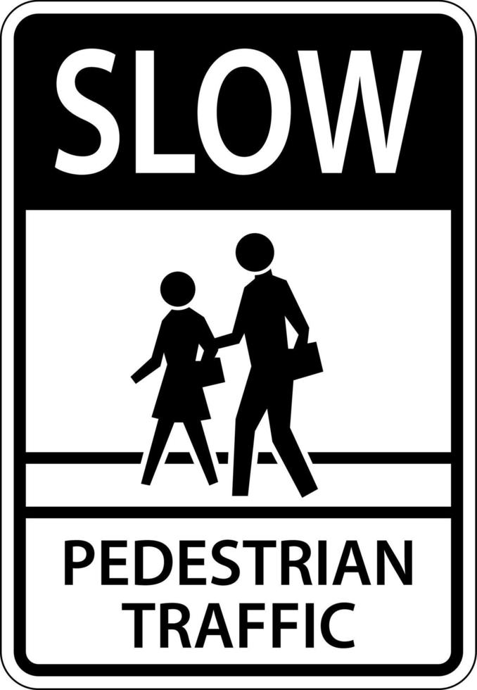 sinal de travessia de pedestres lento no fundo branco vetor