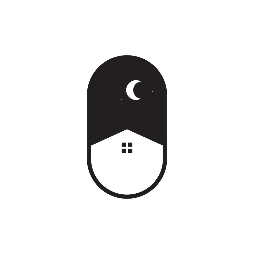 design de logotipo de noite em casa de crachá minimalista moderno vetor