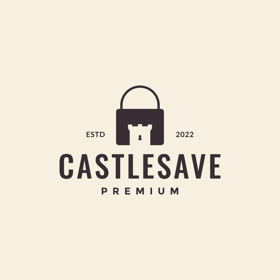 cadeado com logotipo do castelo hipster vetor