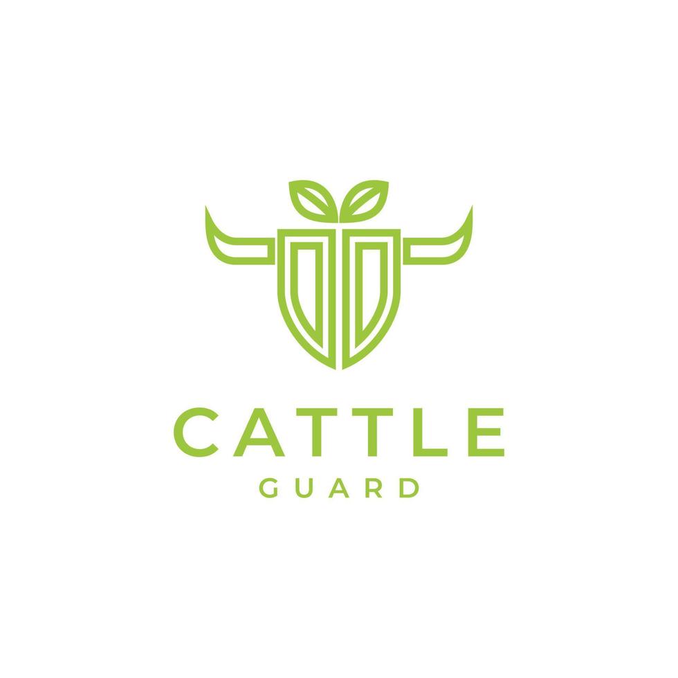 cabeça de animal de gado com design de logotipo de escudo vetor