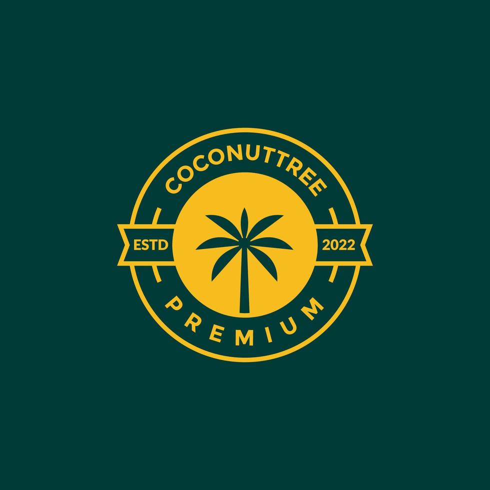 distintivo com design de logotipo de coqueiro vetor