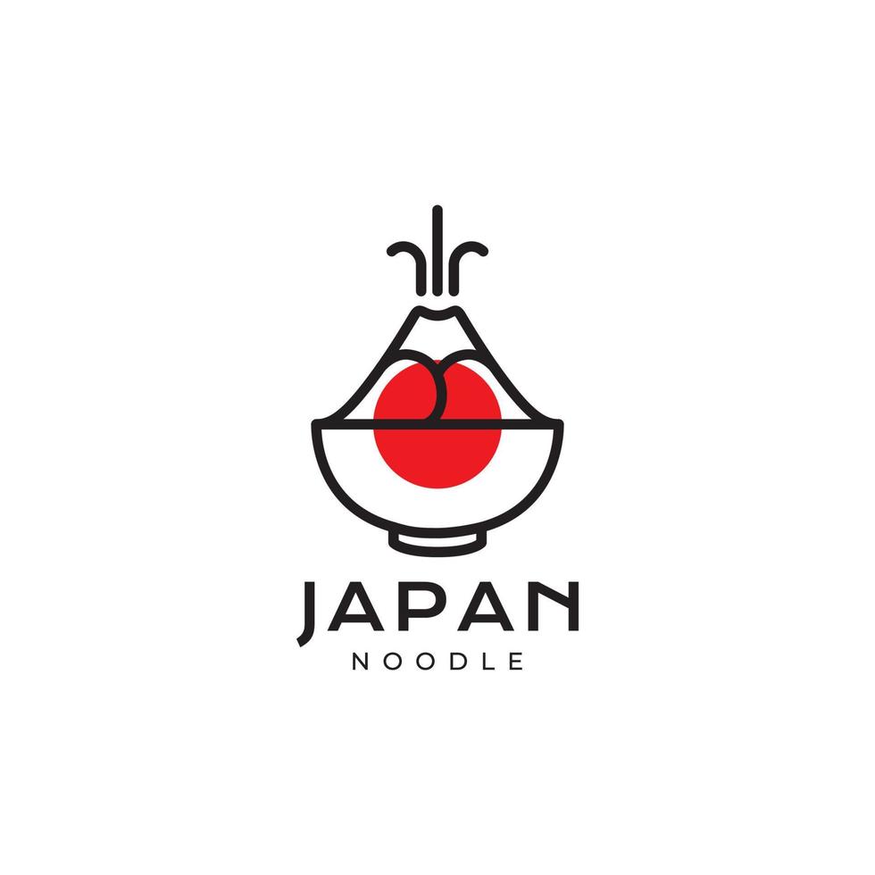 design de logotipo de tigela de macarrão japonês vetor