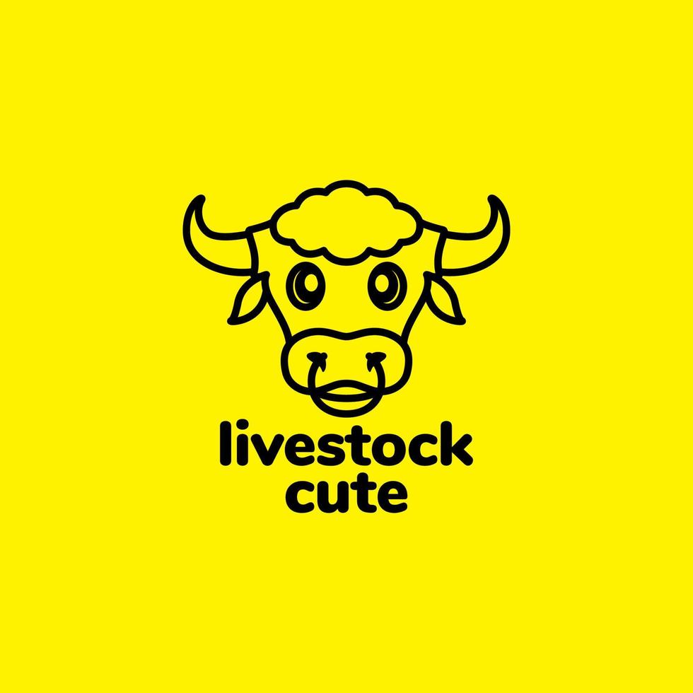 design de logotipo de vaca de touros de linha de cabeça vetor