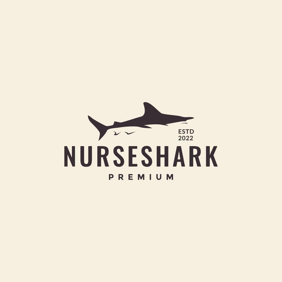 peixe enfermeira tubarão logotipo vintage vetor