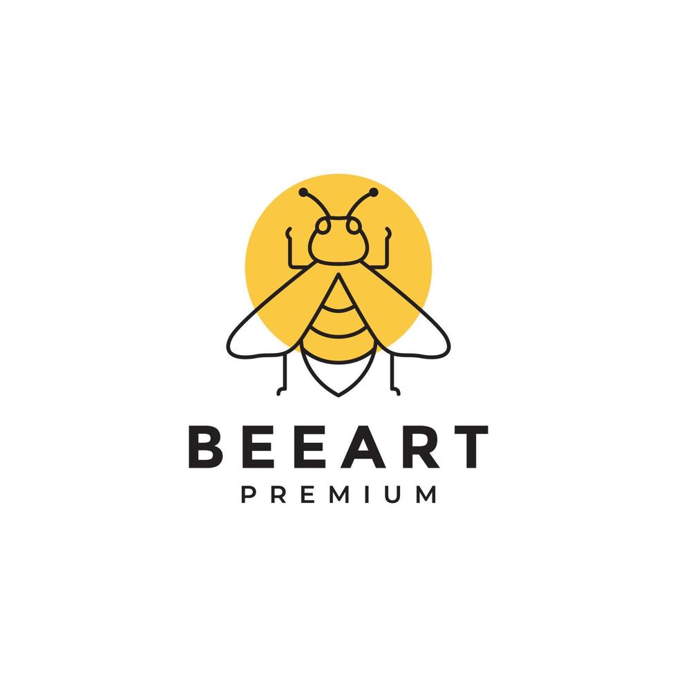 design de logotipo minimalista de arte de linha de abelha de mel vetor