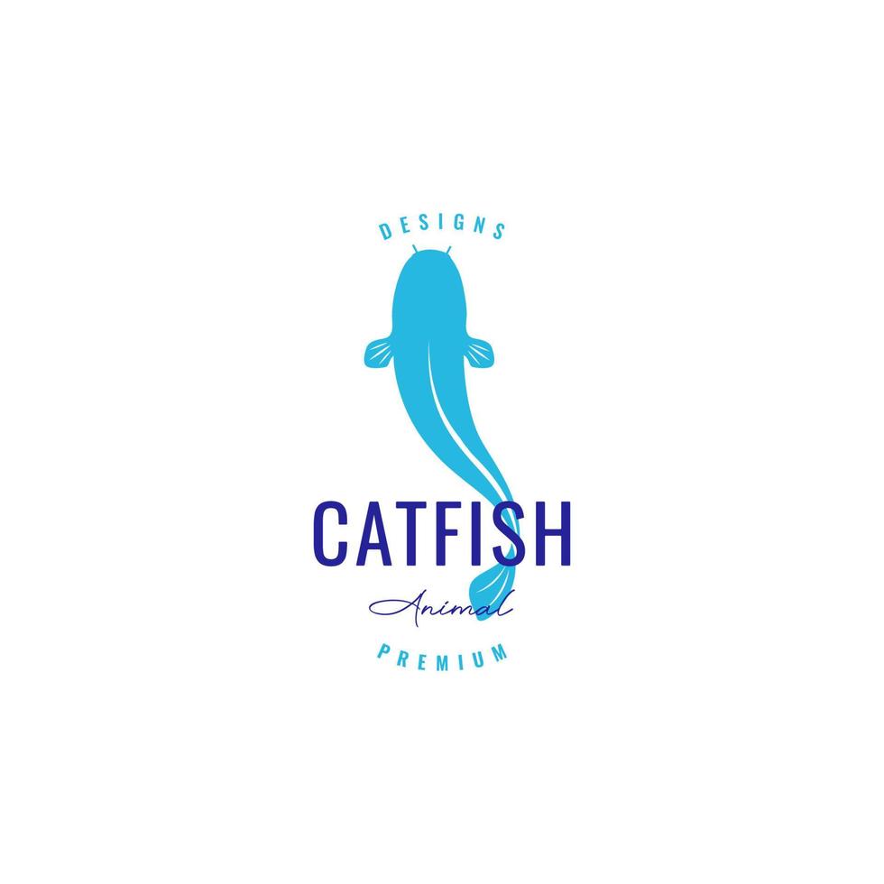 design de logotipo de comida de peixe-gato colorido vetor