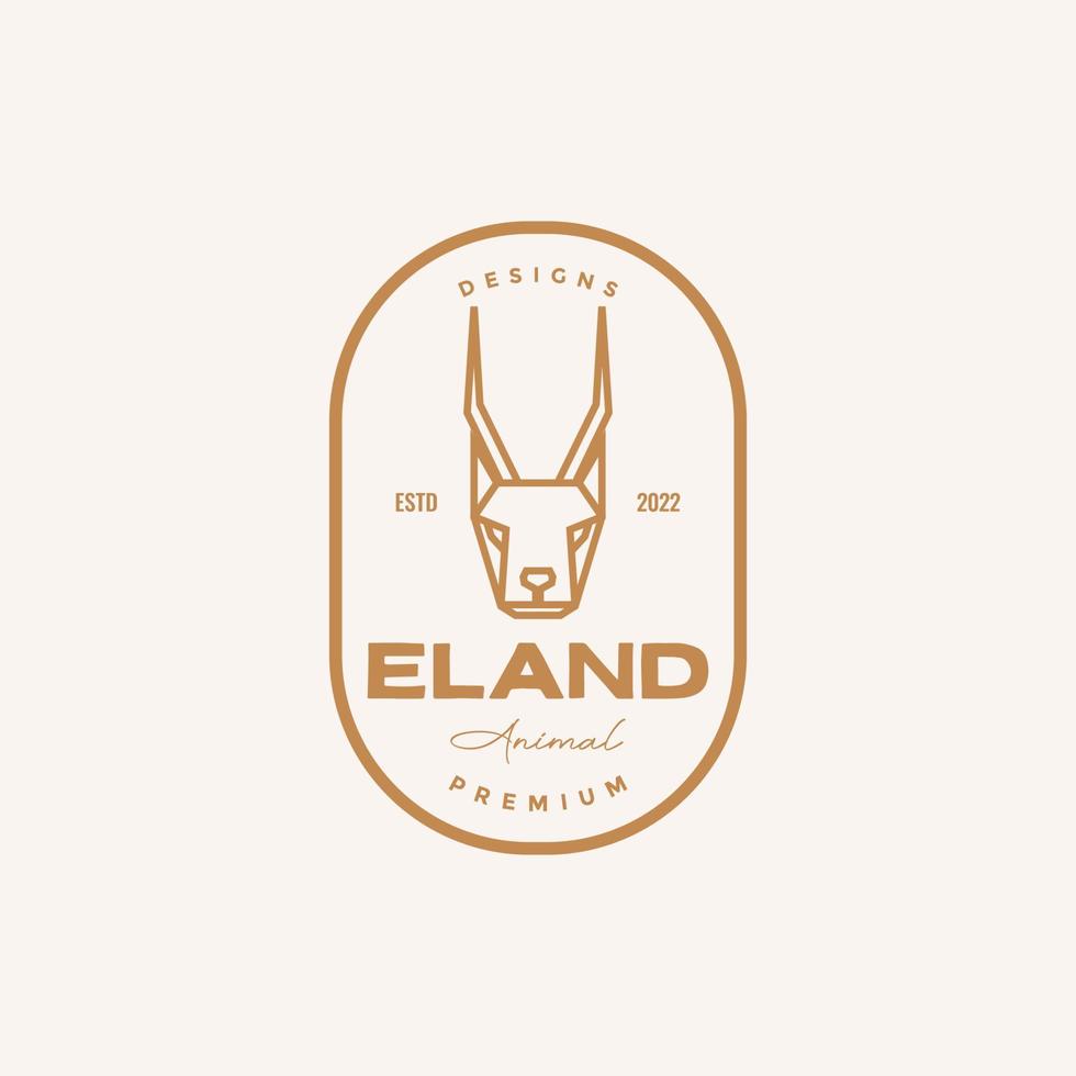 logotipo de distintivo de linha eland de cabeça vetor