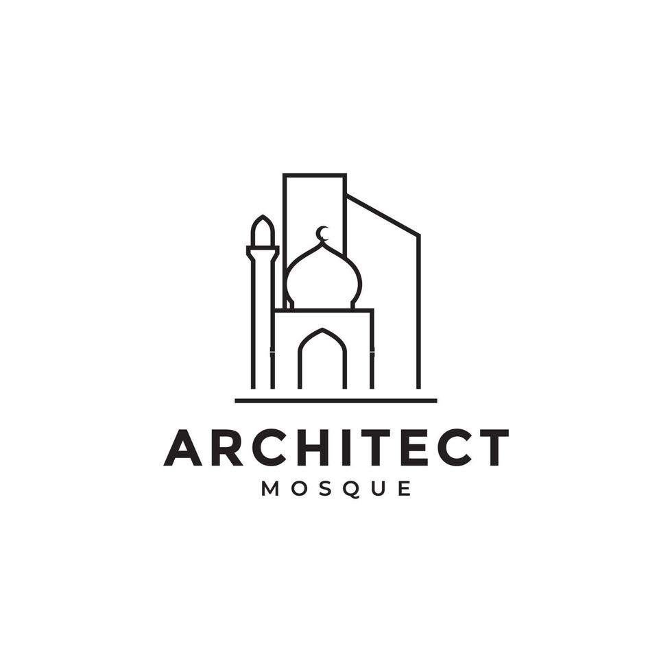 design de logotipo de ícone de mesquita de arquiteto minimalista vetor