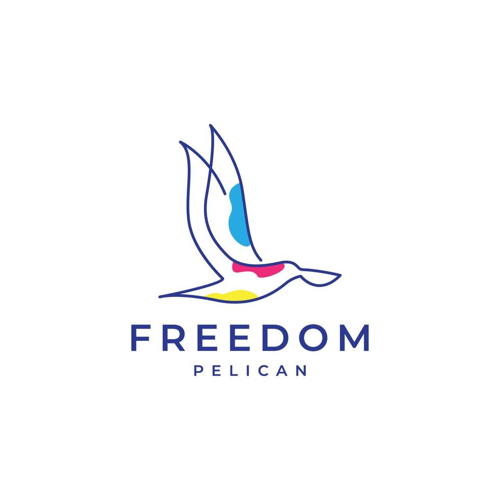 linhas de arte voando design de logotipo abstrato pelicano vetor