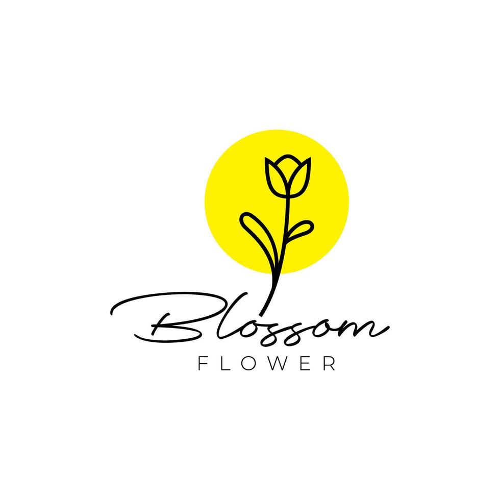 linhas estéticas flor flor com logotipo do sol vetor