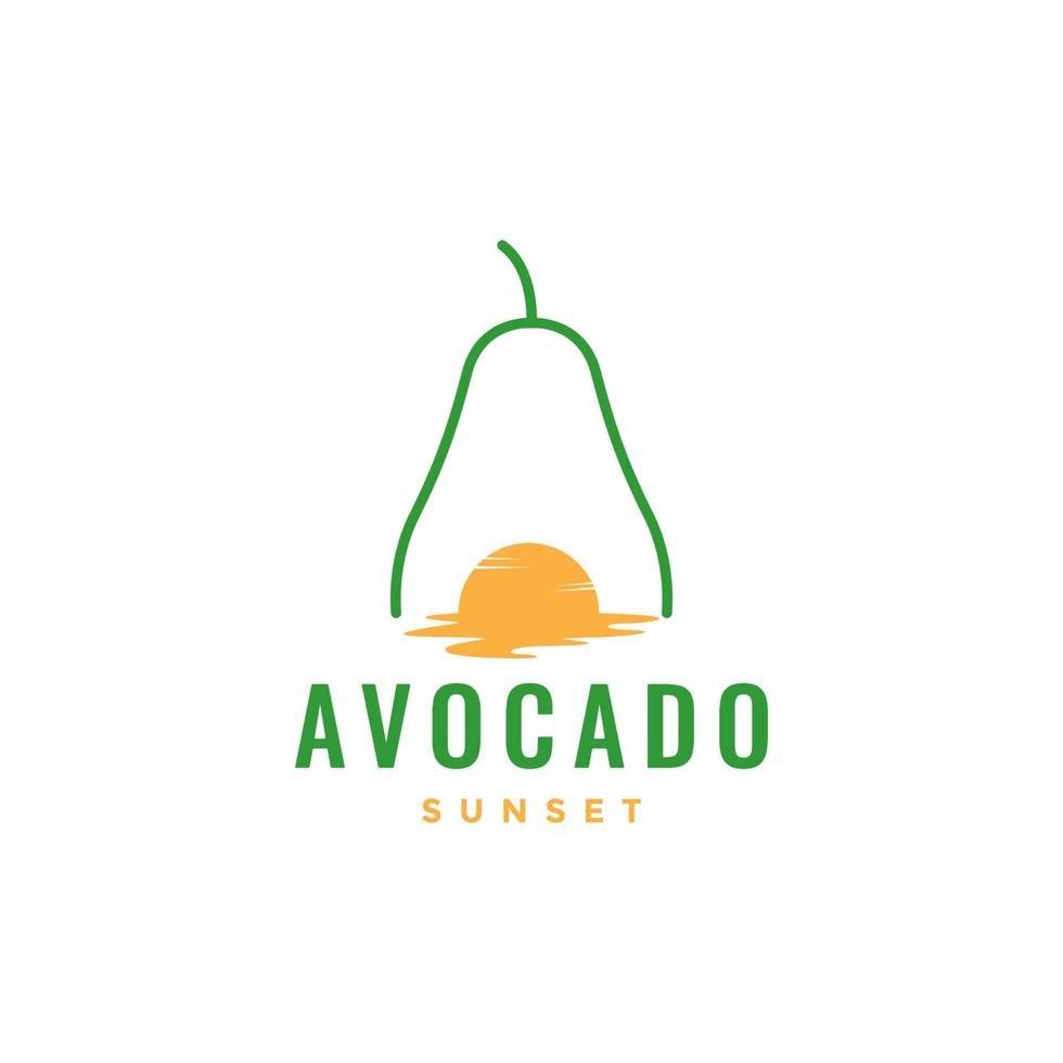 abacate de frutas com design de logotipo do pôr do sol vetor
