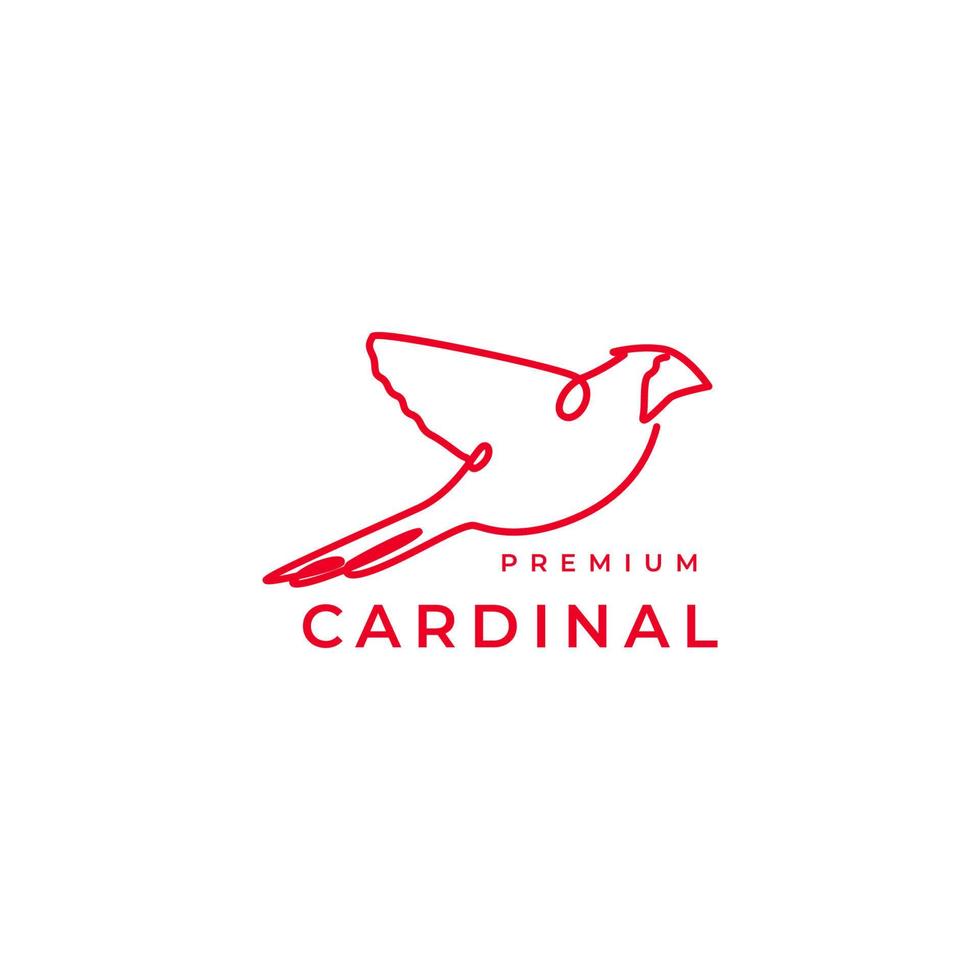 design de logotipo de pássaro cardinal de linha contínua vetor