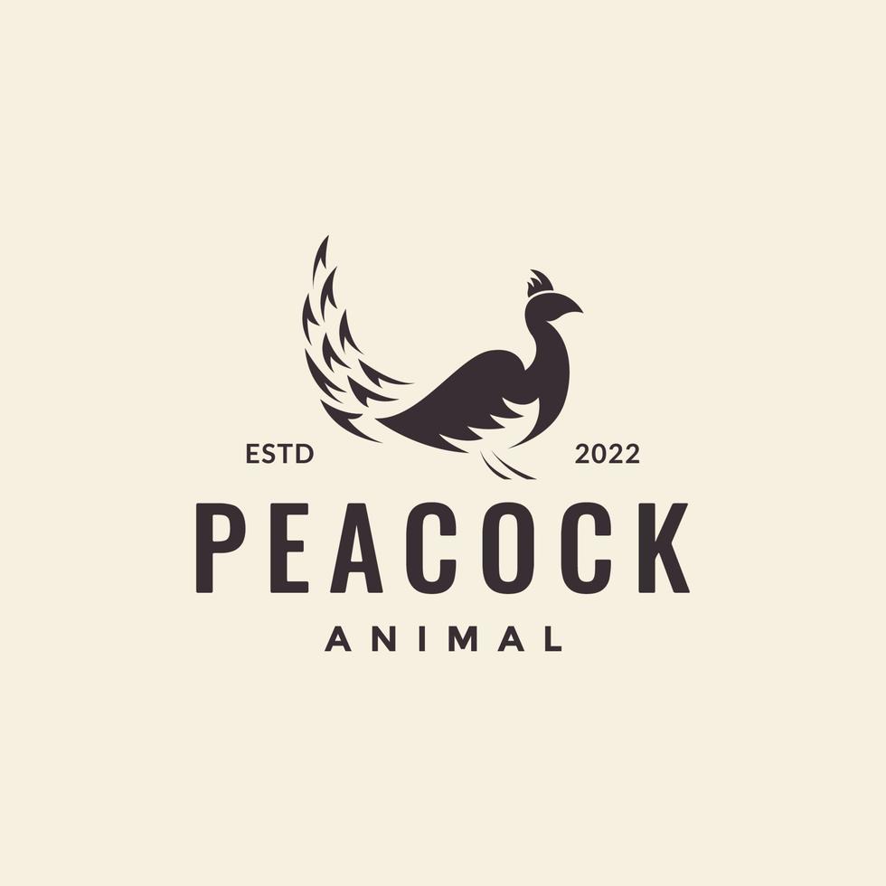 design de logotipo de pavão vintage hipster vetor