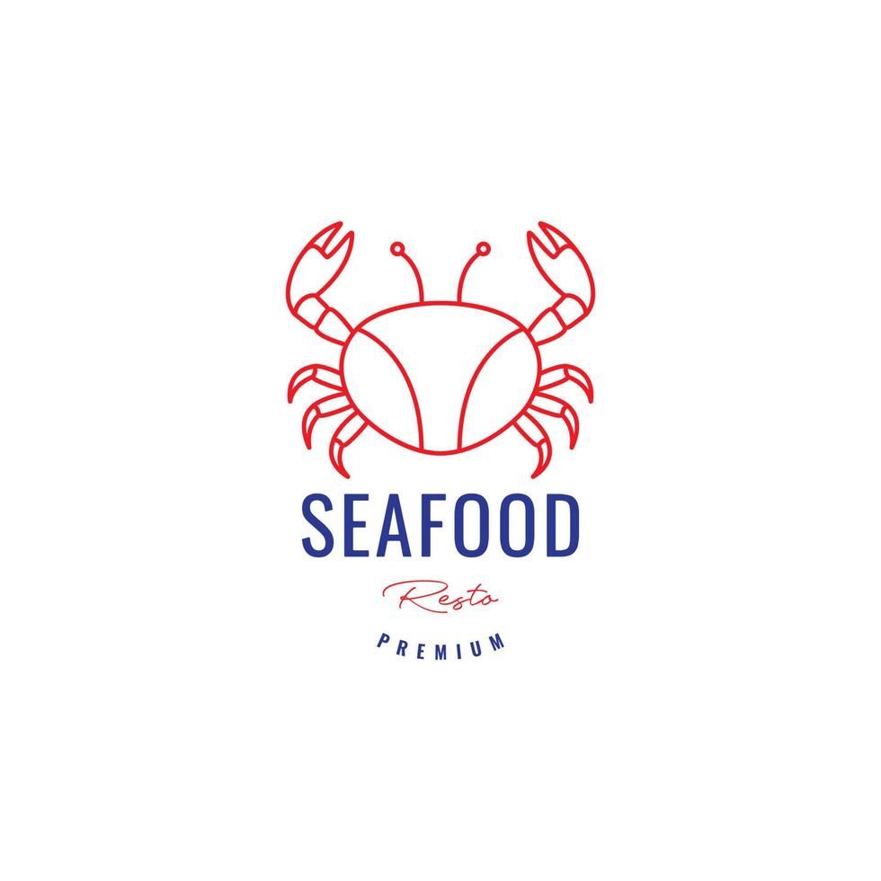 linha design de logotipo de caranguejo de frutos do mar mínimo vetor