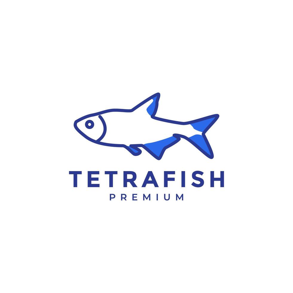 logotipo abstrato de peixe tetra azul vetor