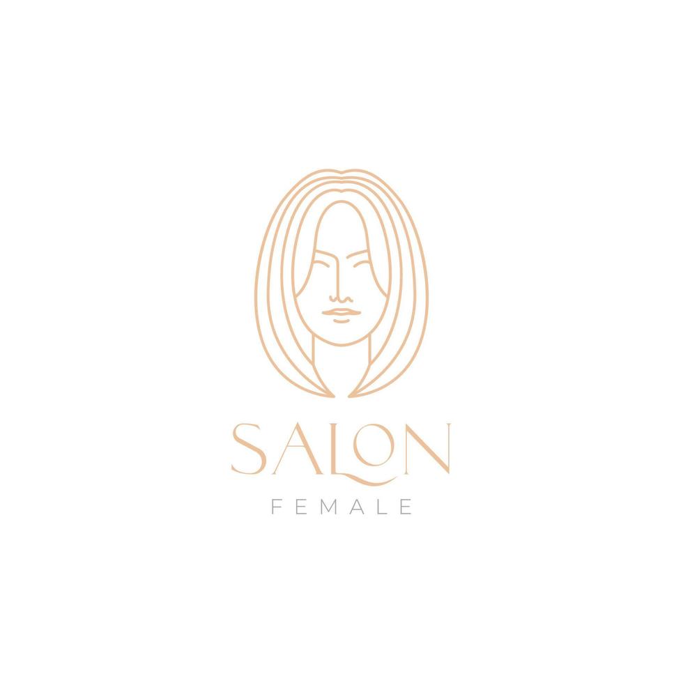 design de logotipo mínimo de mulher de cabelo comprido estético vetor