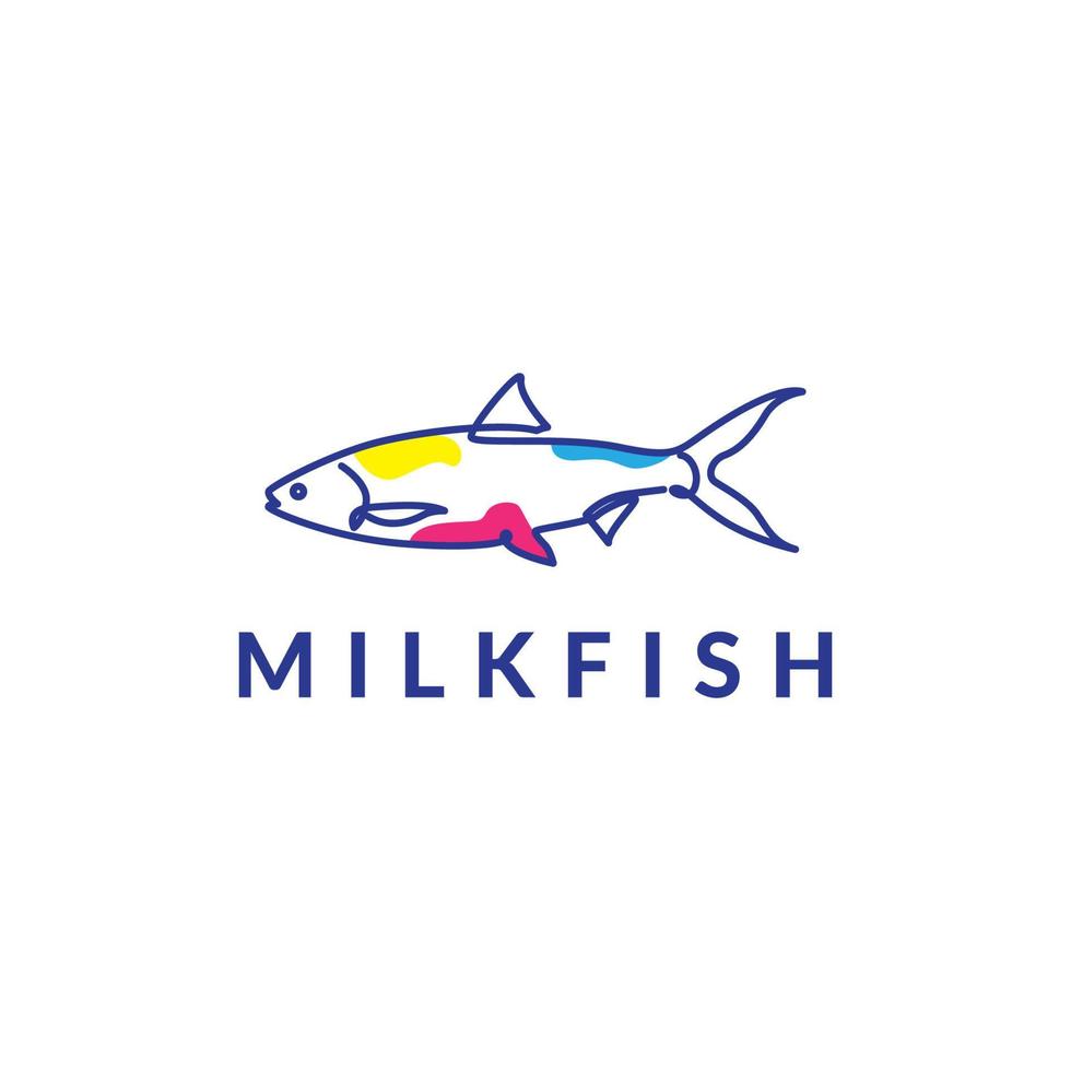 design de logotipo de comida abstrata de peixe-leite vetor